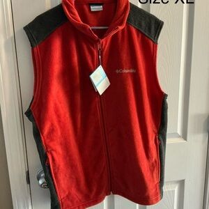 NWT Columbia Men’s Orange and Gray Fleece Vest Size XL